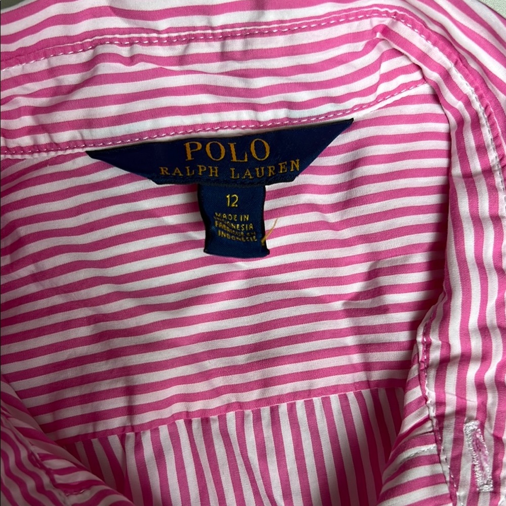 Pink Striped Button-Up Dress with Belt - Picture 2 of 3